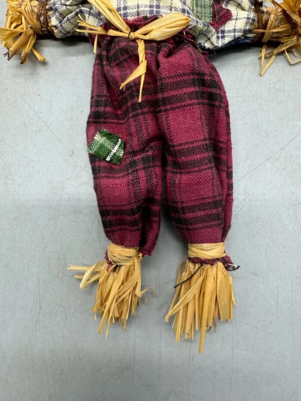 Handmade Rustic Scarecrow Ornament With Plaid Clothes & Wire to Hang READ